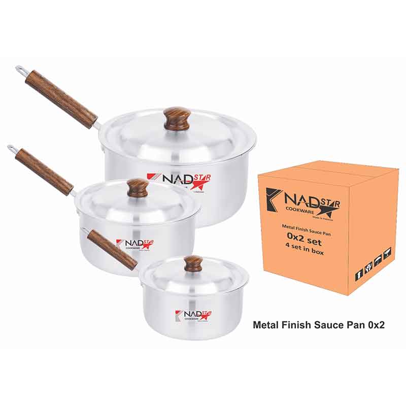 Nadstar Saucepan 3Pcs Set With Lid Smooth Wooden Handle 16-20 0X2 2 Nadstar Saucepan 3Pcs Set With Lid Smooth Wooden Handle 16-20 0X2