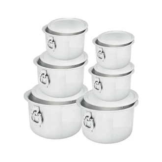 Nadstar Aluminium Sufuria 6pcs with Lid & Handle 29L 31.5L 34.5L 37.5L 39.5L 42.5L Cookware Set Tope Cooking Pot for Commercial Use - Gauge 13 Kitchen Heavy Duty Tapela