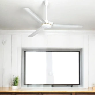 Decakila Ceiling Fan 56" 3 Blades 70W Indoor Ceiling Fan Brushed Nickel with Brushed Nickel Steel Blades KEFC076W