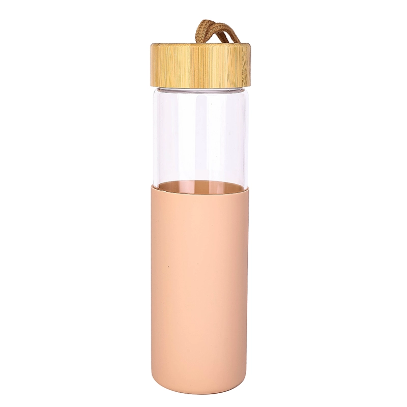 Glass Bottle 650Ml Water Bottle Reusable Bottle With Bamboo Lid &Amp; Cover 9113-650 1 Glass Bottle 650Ml Water Bottle Reusable Bottle With Bamboo Lid &Amp; Cover 9113-650