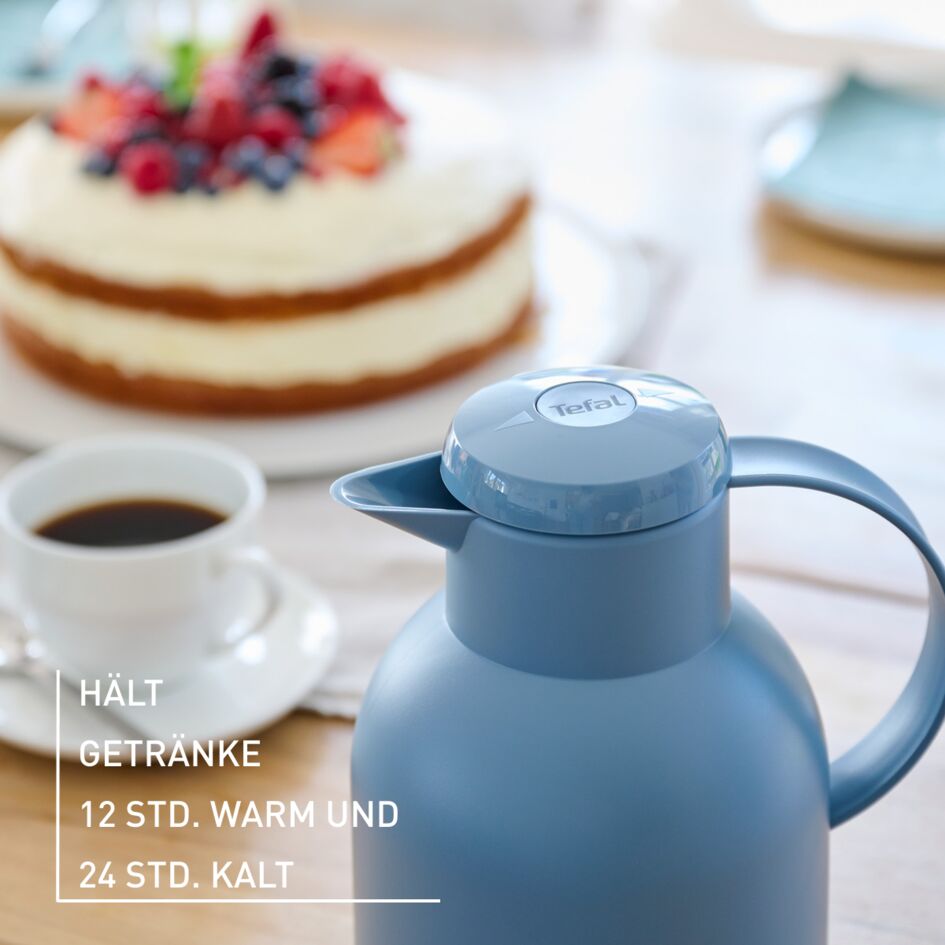 Tefal Samba Jug 1 Liter Blue Isothermal Jug Translucent Vacuum Flask Plastic-Polypropylenex (Pp) Glass Liner K3035312 F4010110 9 Tefal Samba Jug 1 Liter Blue Isothermal Jug Translucent Vacuum Flask Plastic-Polypropylenex (Pp) Glass Liner K3035312 F4010110