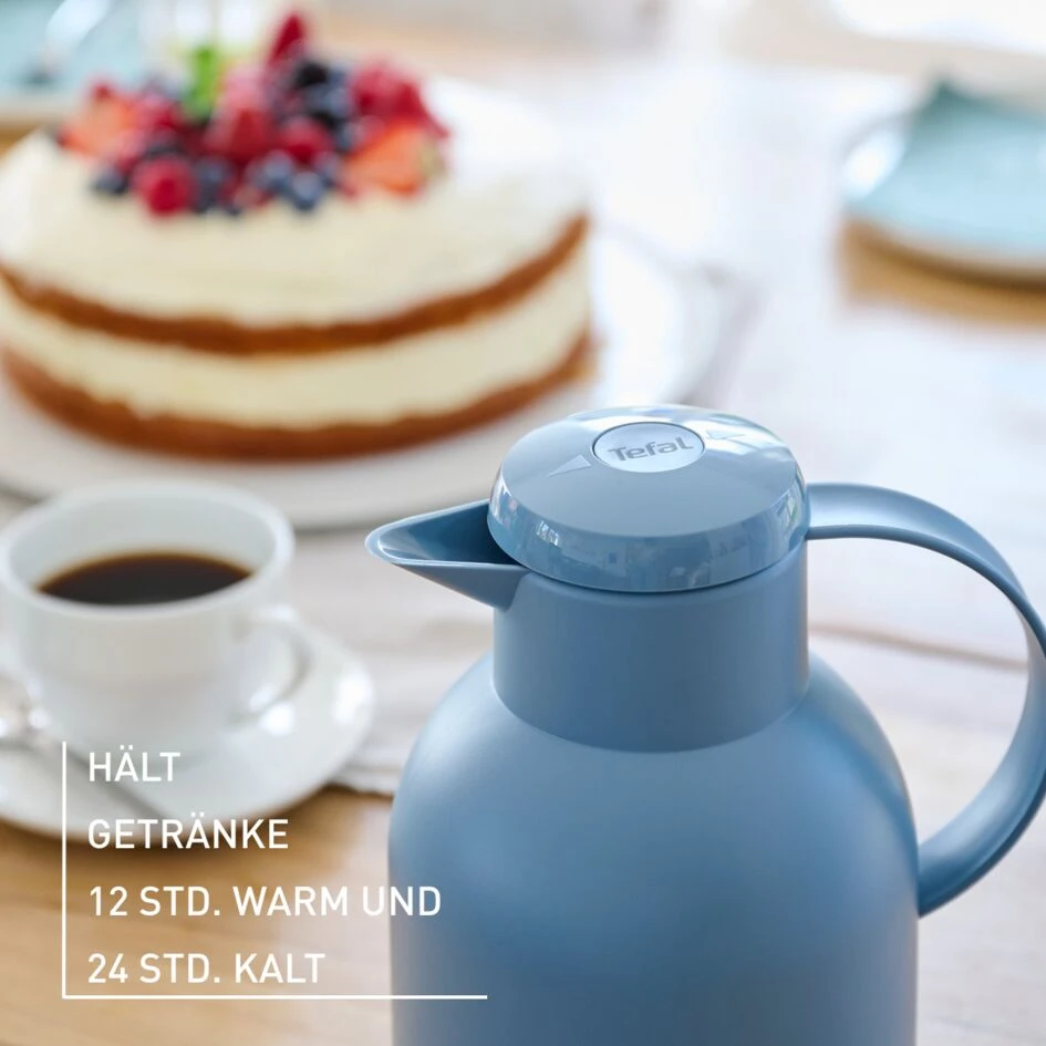 Tefal Samba Jug 1 Liter Blue Isothermal Jug Translucent Vacuum Flask Plastic-Polypropylenex (Pp) Glass Liner K3035312 F4010110 9 Tefal Samba Jug 1 Liter Blue Isothermal Jug Translucent Vacuum Flask Plastic-Polypropylenex (Pp) Glass Liner K3035312 F4010110