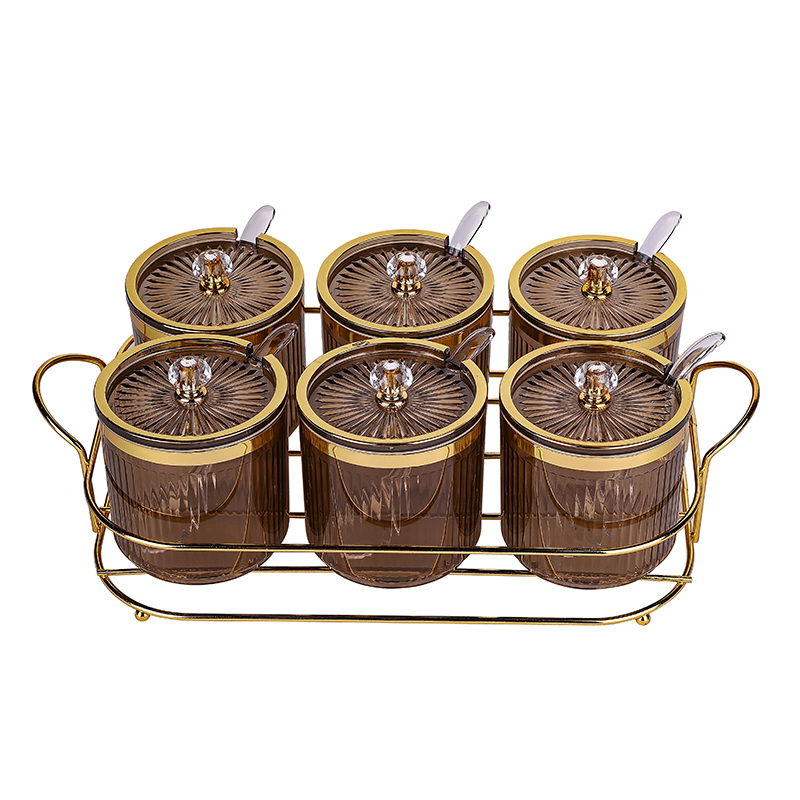 Nadstar Seasoning Pots 6Pcs Set Condiment Pots Food Container With Lids And Spoons St0606-1/2 1 Nadstar Seasoning Pots 6Pcs Set Condiment Pots Food Container With Lids And Spoons St0606-1/2