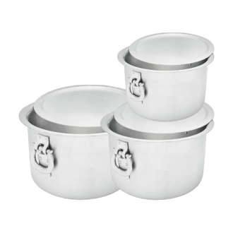 Nadstar Aluminium Sufuria 3pcs with Lid & Handle 230L 275L 325L Cookware Set Tope Cooking Pot for Commercial Use - Gauge 6 & 5 Kitchen Heavy Duty Tapela