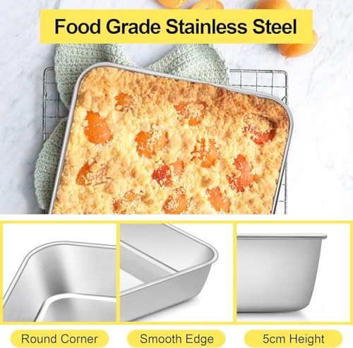 Nadstar Aluminium Square Tray 12&Quot; Cake Moulds Rectangle Baking Tray Deep Oven Pan For Lasagna Brownie Pizza Heavy Duty Anti-Rust Easy Clean No16 5 Nadstar Aluminium Square Tray 12&Quot; Cake Moulds Rectangle Baking Tray Deep Oven Pan For Lasagna Brownie Pizza Heavy Duty Anti-Rust Easy Clean No16