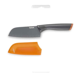 Tefal Fresh Kitchen Santoku Knife With Cover 12cm Titanium Non Stick Coating Ideal For Slicing & Chopping All Types of Food High Performance Stainless Steel K1220104