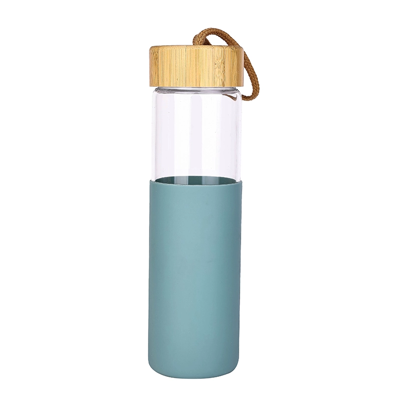 Glass Bottle 650Ml Water Bottle Reusable Bottle With Bamboo Lid &Amp; Cover 9113-650 2 Glass Bottle 650Ml Water Bottle Reusable Bottle With Bamboo Lid &Amp; Cover 9113-650