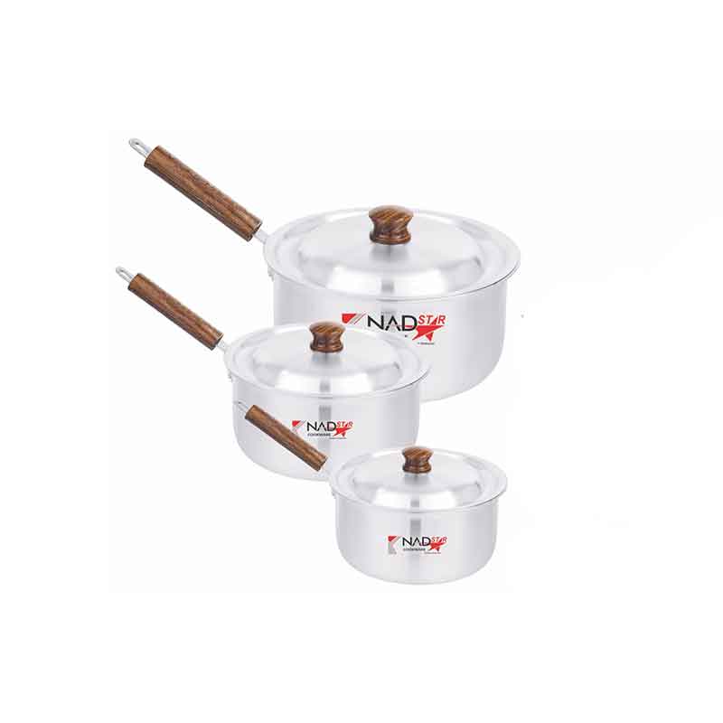 Nadstar Saucepan 3Pcs Set With Lid Smooth Wooden Handle 16-20 0X2 1 Nadstar Saucepan 3Pcs Set With Lid Smooth Wooden Handle 16-20 0X2