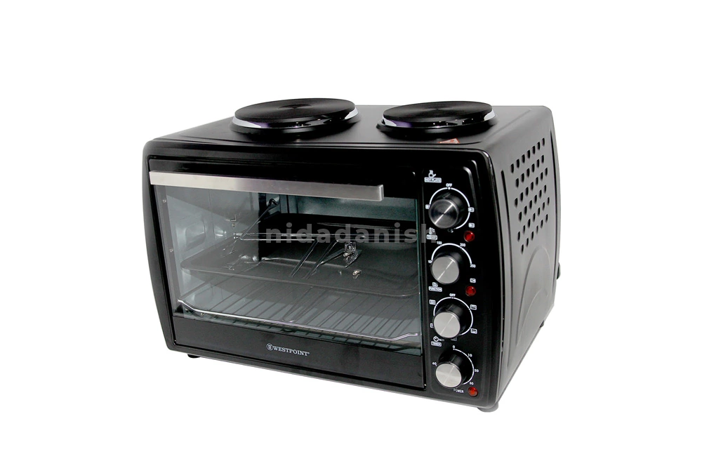 Westpoint Mini Oven 45L 2 Hotplate + Grill + Turnspit Black Woy-45215.4 2 Westpoint Mini Oven 45L 2 Hotplate + Grill + Turnspit Black Woy-45215.4