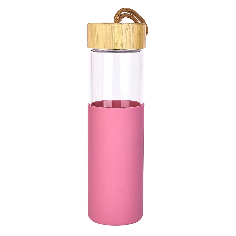 Glass Bottle 650Ml Water Bottle Reusable Bottle With Bamboo Lid &Amp; Cover 9113-650 3 Glass Bottle 650Ml Water Bottle Reusable Bottle With Bamboo Lid &Amp; Cover 9113-650