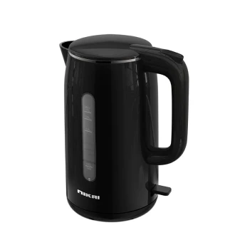 Nikai Kettle 1.7L 2200W Double Layer Stainless Steel Auto Shut Boil Dry Protection Matte Finish Indicator Light NK820T2 - Black