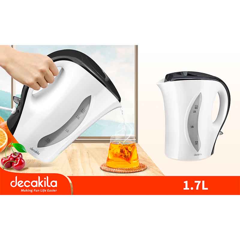 Decakila Kettle 1.7L Electric Jug 2200W Plastic Automatic Shut-Off Boil Dry Protection With Detachable Filter In Spout Cord-Storage &Amp; Anti-Slip Feet Design Kekt027W 3 Decakila Kettle 1.7L Electric Jug 2200W Plastic Automatic Shut-Off Boil Dry Protection With Detachable Filter In Spout Cord-Storage &Amp; Anti-Slip Feet Design Kekt027W