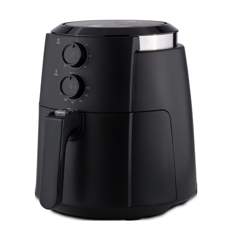 Evvoli Manual Air Fryer 1500W 4L with Adjustable Temperature & High Speed Air Circulation Black EVKA- AF4001BS
