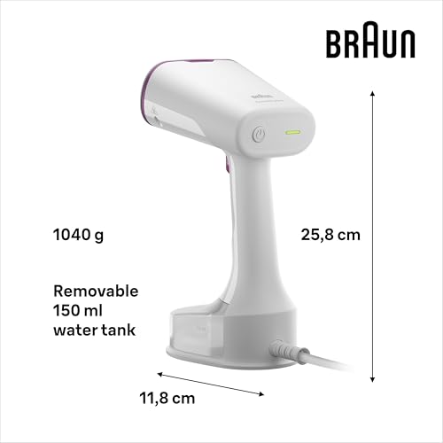 Braun Garment Steamer 1200W 150ML QuickStyle 5, with Dual Heated Free Glide 3D Plate Fast Heating Vertical Steamer, Steam 22 g/min13850000-GS5011PU