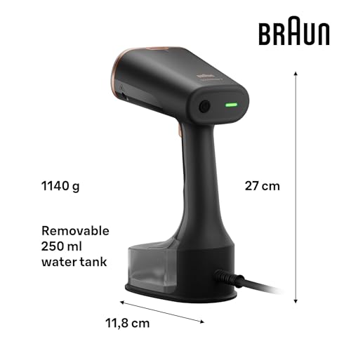 Braun Garment Steamer 1600W 250ML QuickStyle 7, with Dual Heated Free Glide 3D Plate, Handheld Garment Steamer with Fast Heating 35 Sec, Vertical Ironing, 13870000-GS7077BK