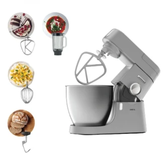Kenwood Stand Mixer Kitchen Machine Metal Body CHEF XL 1200W with 6.7L Stainless Steel Bowl K-Beater Whisk Dough Hook Glass Blender Meat Grinder Multi Mill KVL4230S