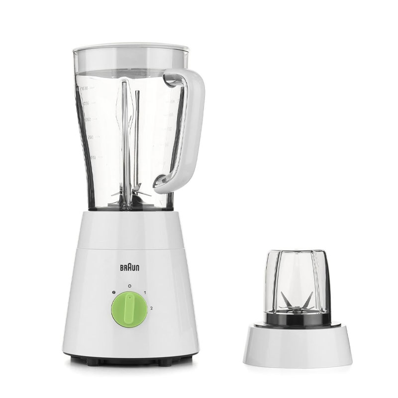 Braun Blender 1.5L 500w PowerBlend Triangular Plastic Jug, 2 Speed, Ice Crushing Function, Stainless Steel Blades JB0115WH