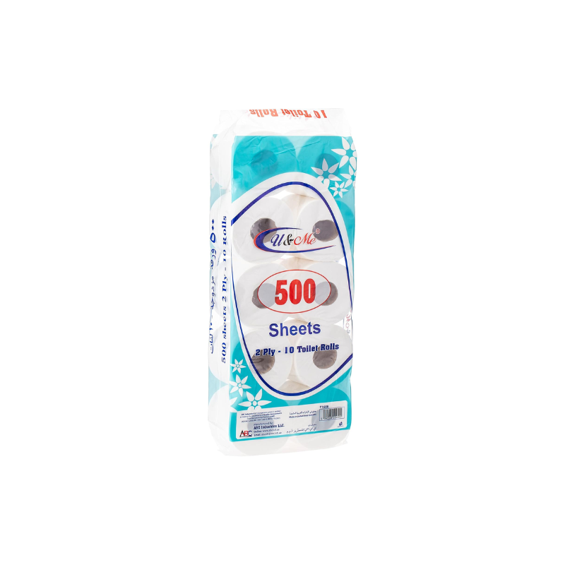 U&Me Toilet Paper Roll 500 Sheets (Pack of 10Pcs)