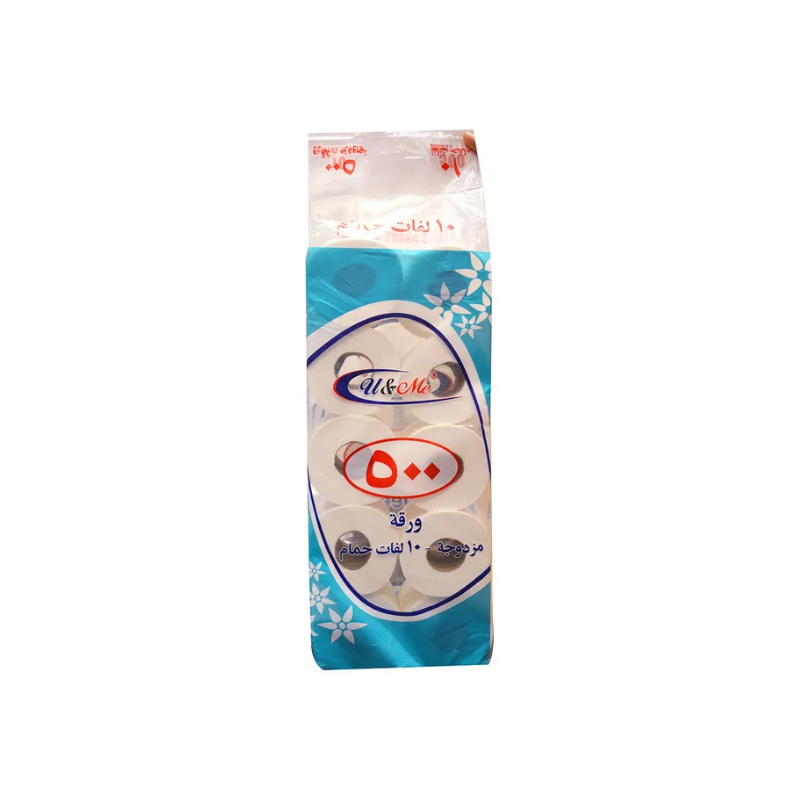 U&Me Toilet Paper Roll 500 Sheets (Pack of 10Pcs)