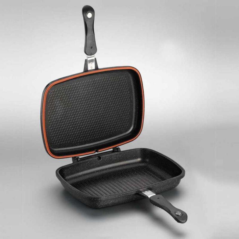 Korkmaz Duplo Douple Alu Grill Frypan 34x25x8cm - Black A1469