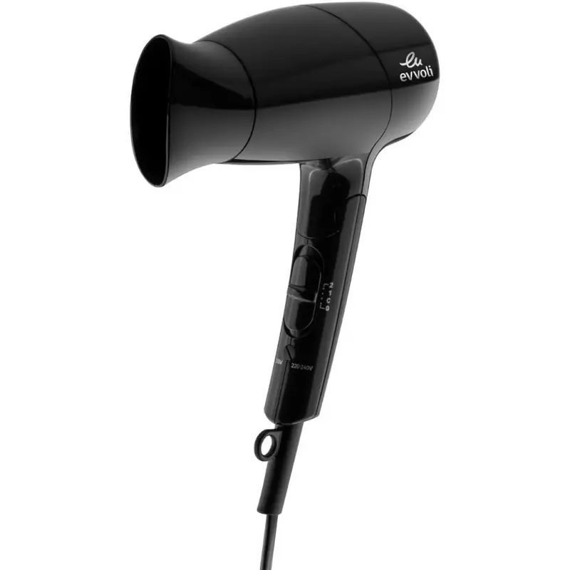 Evvoli Hair Dryer 1500W with 4 Speeds, Foldable Handle Black EVHC-HD1500B