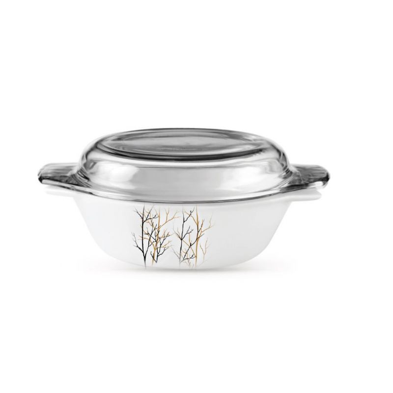 La Opala Casserole Med + Lid Flowered Golden Fall Ivory 0665 1 La Opala Casserole Med + Lid Flowered Golden Fall Ivory 0665