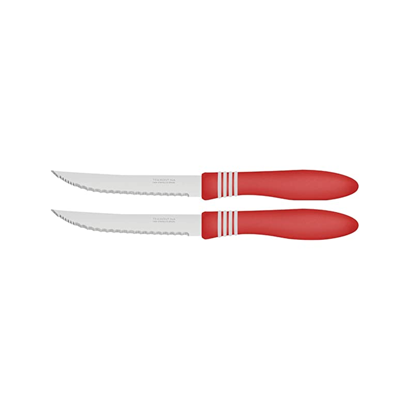 Tramontina Steak Knives Cor &Amp; Cor 2Pcs Set Red 23450/275 2 Tramontina Steak Knives Cor &Amp; Cor 2Pcs Set Red 23450/275