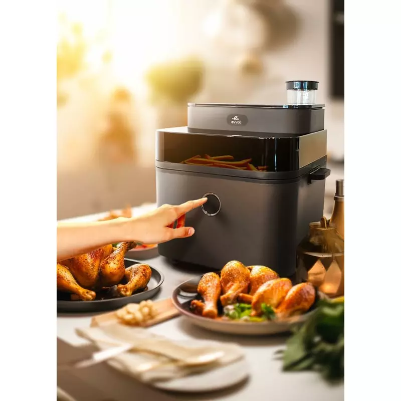 Evvoli Air Fryer 8L Digital Control Panel Display, 8 Preset Programs With Juicy And Crisper Plate And Water Tank1650W Black Evka-Af8008D 5 Evvoli Air Fryer 8L Digital Control Panel Display, 8 Preset Programs With Juicy And Crisper Plate And Water Tank1650W Black Evka-Af8008D
