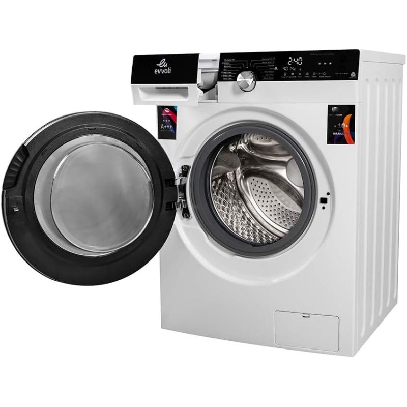 Evvoli Brushless Dc Inverter Washing Machine Skg White Silver Front Loaded 1400Rpm A+++ Fblh-814W/S 4 Evvoli Brushless Dc Inverter Washing Machine Skg White Silver Front Loaded 1400Rpm A+++ Fblh-814W/S
