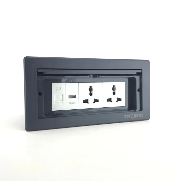 Tronic In Desk Socket 2G Universal + Usb + Rj45 Data 3 Tronic In Desk Socket 2G Universal + Usb + Rj45 Data