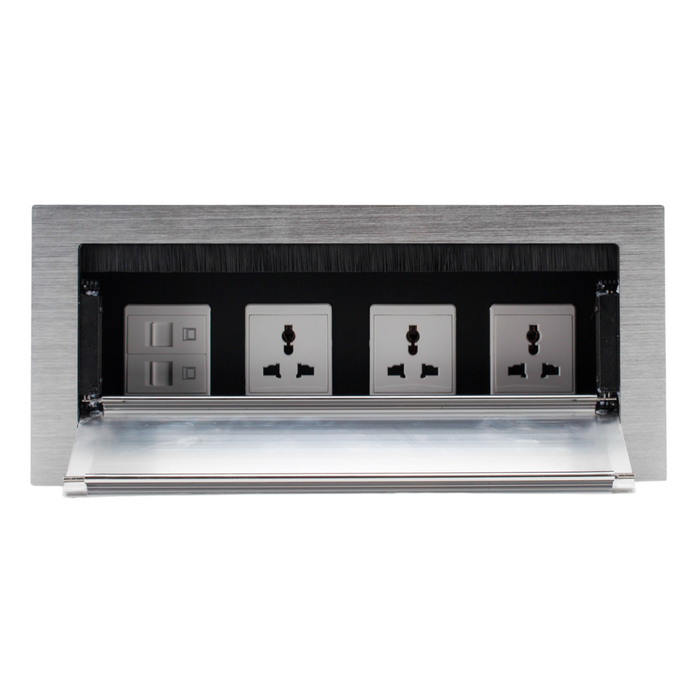 Tronic Desk Socket Universal X 3 + Rj45 Data X 2 4 Tronic Desk Socket Universal X 3 + Rj45 Data X 2