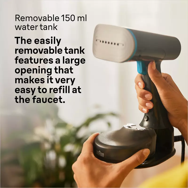 Braun Garment Steamer 150Ml Tank Hand Held 1200W 13850000-Gs5031Bl Horizontal And Vertical Compact And Light Soleplate Removable Water Tank 5 Braun Garment Steamer 1200W 150Ml Quickstyle 5, With Dual Heated Free Glide 3D Plate, Handheld Garment Steamer With Fast Heating, Vertical Ironing, 13850000-Gs5031Bl