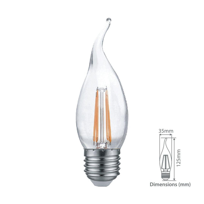 Tronic 4 Watts Filament Candle Tail Led E27 (Screw) Bulb 4 Tronic 4 Watts Filament Candle Tail Led E27 (Screw) Bulb