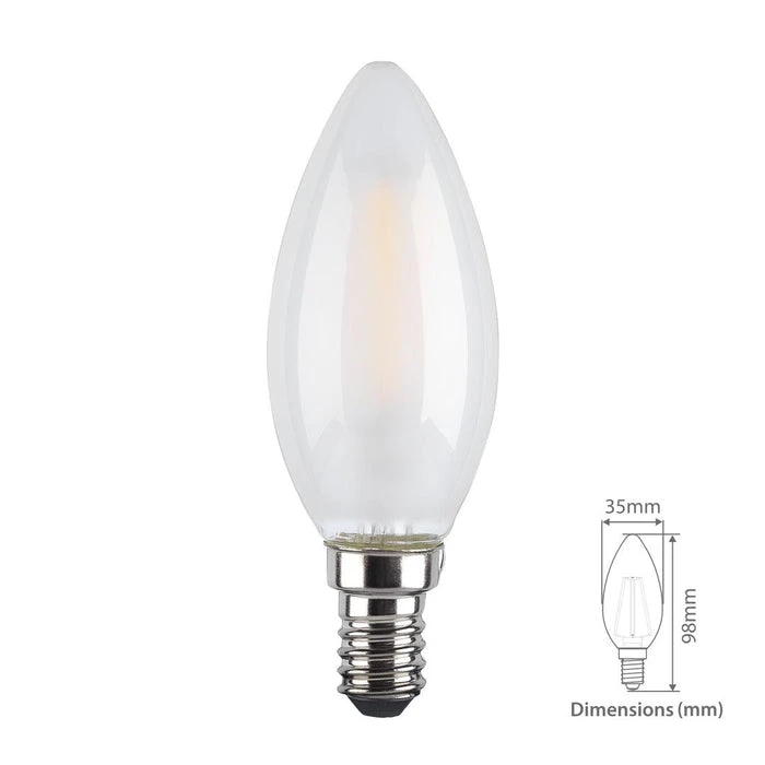 Tronic 4 Watts Candle Frosted Filament Led Warm White E14 (Small Screw) Bulb 4 Tronic 4 Watts Candle Frosted Filament Led Warm White E14 (Small Screw) Bulb