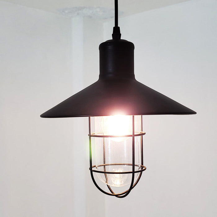 Tronic Black Vintage Pendant Glass Cage Light 5 Tronic Black Vintage Pendant Glass Cage Light
