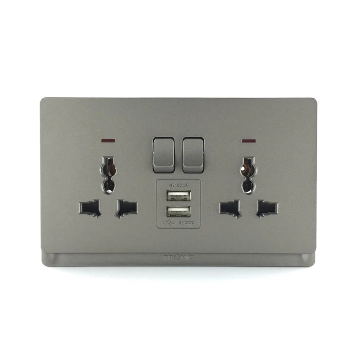Tronic Universal Twin Socket With Usb 3 Tronic Universal Twin Socket With Usb