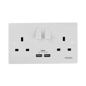 Tronic Twin Switch Socket with 2 USB