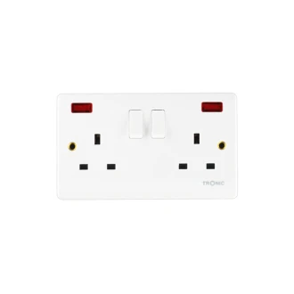 Tronic Twin Switch Socket with Neon Standard