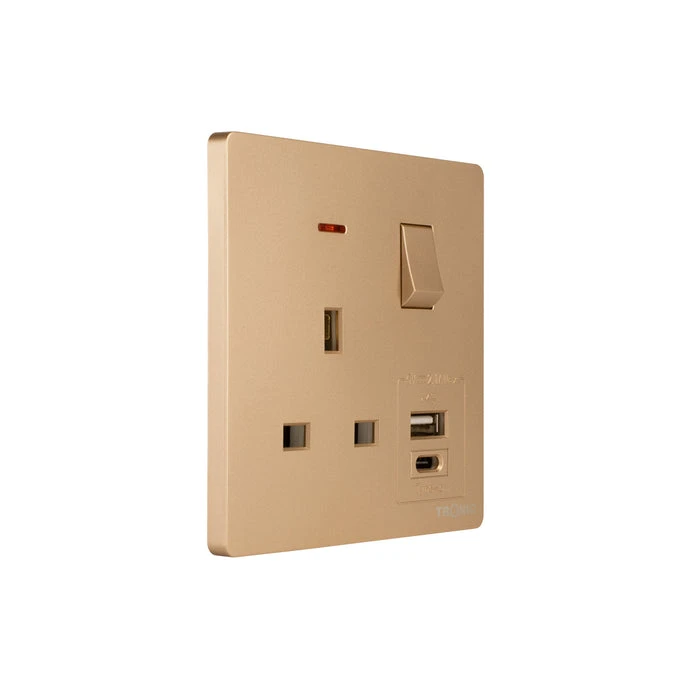 Tronic Single Switch Socket With Usb + Type C 10 Tronic Single Switch Socket With Usb + Type C