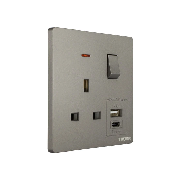 Tronic Single Switch Socket With Usb + Type C 9 Tronic Single Switch Socket With Usb + Type C