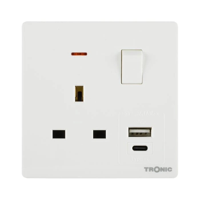 Tronic Single Switch Socket With Usb + Type C 4 Tronic Single Switch Socket With Usb + Type C