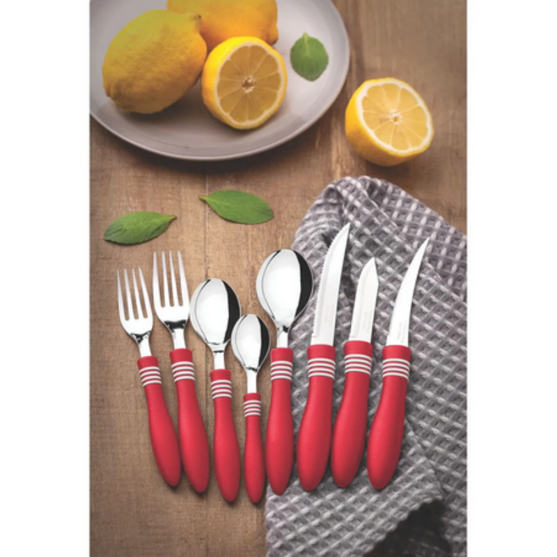 Tramontina Steak Knives Cor &Amp; Cor 2Pcs Set Red 23450/275 4 Tramontina Steak Knives Cor &Amp; Cor 2Pcs Set Red 23450/275