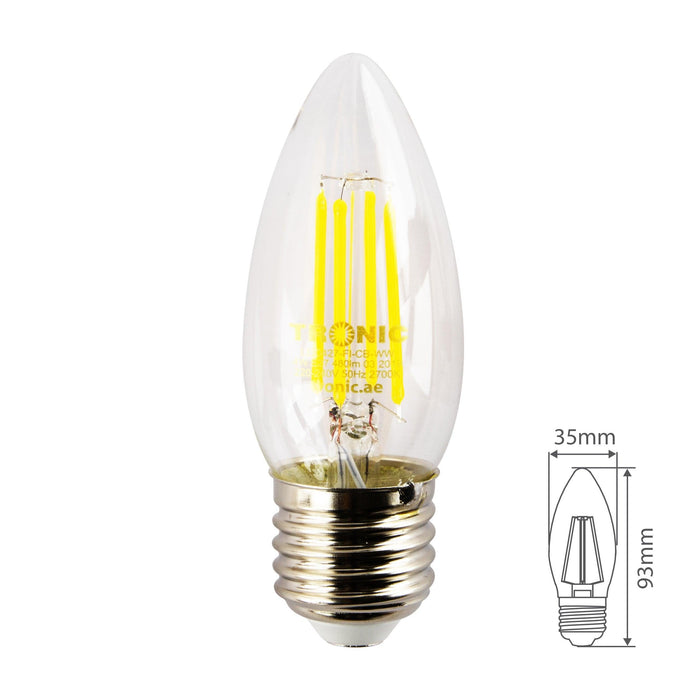 Tronic 4 Watts Filament Candle Led E27 (Screw) Bulb 4 Tronic 4 Watts Filament Candle Led E27 (Screw) Bulb
