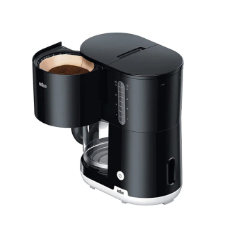 Braun Coffee Maker Breakfast 1, 1000W Black AromaCafe OptiBrew System Automatic Shut Off Coffee Maker for up to 10 Cups KF101AI