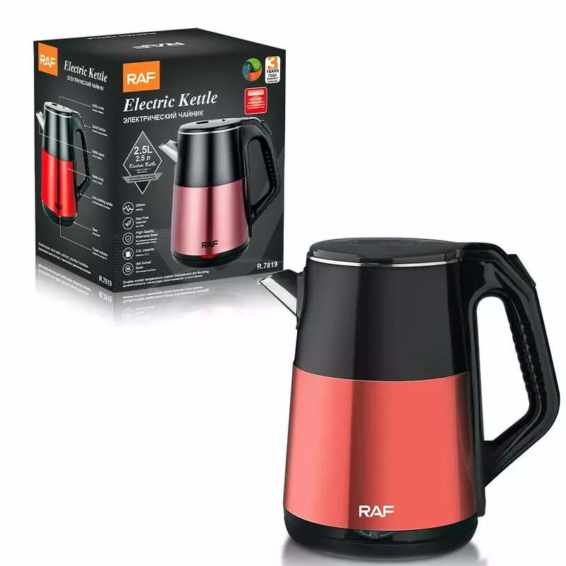 Raf Electric Cordless Kettle 2.5L 2000W, Bpa Free Interior, 360° Swivel Base, Automatic Switch Off, High Quality Stainless Steel R.7819 8 Raf Electric Cordless Kettle 2.5L 2000W, Bpa Free Interior, 360° Swivel Base, Automatic Switch Off, High Quality Stainless Steel R.7819