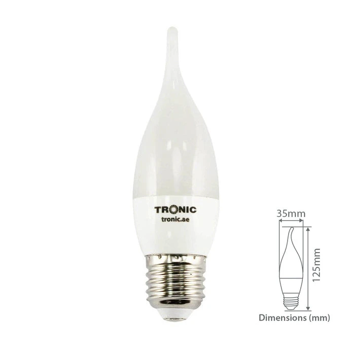 Tronic 5 Watts Candle Tail Led Warm White E27 (Screw) Bulb 4 Tronic 5 Watts Candle Tail Led Warm White E27 (Screw) Bulb