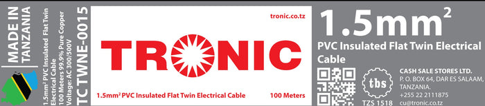 Tronic 1.5 Mm Flat Twin Cable 3 Tronic 1.5 Mm Flat Twin Cable