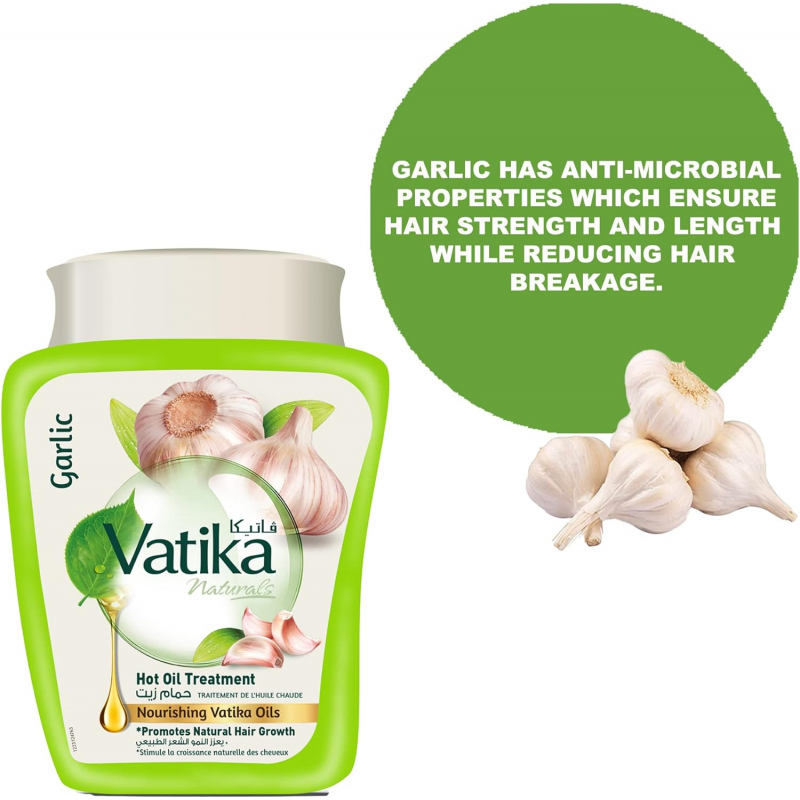 Vatika Hot Oil Treatment Promotes Natural Hair Growth, Hair Mask For Damaged & Thinning Hair, 500gm Garlic (Pack of 3)