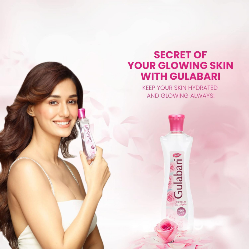 Dabur Gulabari Rose Water With No Paraben, Cleanses, Hydrates & Moisturises Skin, Balances & Restores Skin's pH Levels, For All Skin Types 250ml (Pack of 6)
