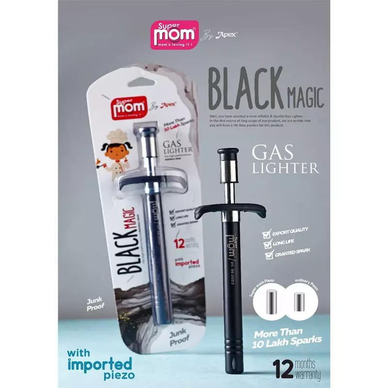Supermom Black Magic Gas Lighter Granted Spark Junk Proof 573317 1 Supermom Black Magic Gas Lighter Granted Spark Junk Proof 573317
